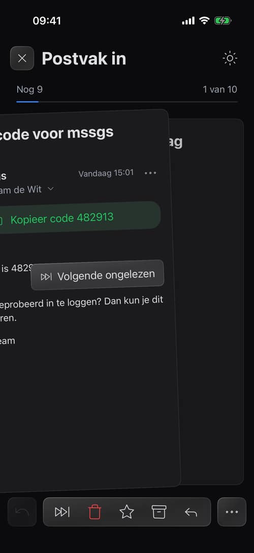 Doorswipen naar het volgende ongelezen gesprek